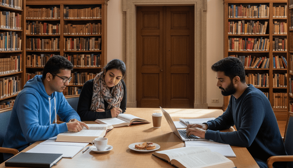 Diverse university students on campus during autumn - Study in Germany with Kanan.co